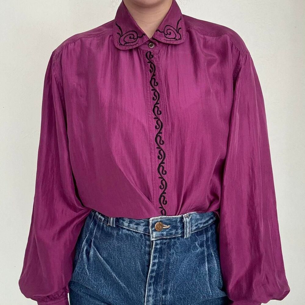 American-vintage Women's Purple and Pink Blouse